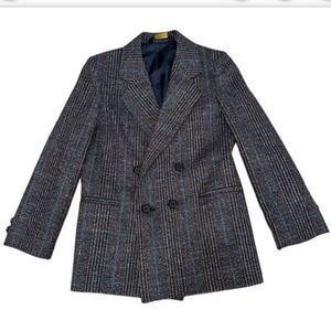 Christian Dior Boys Vintage Tweed Double Breasted Blazer Sport Coat Preppy Luxe